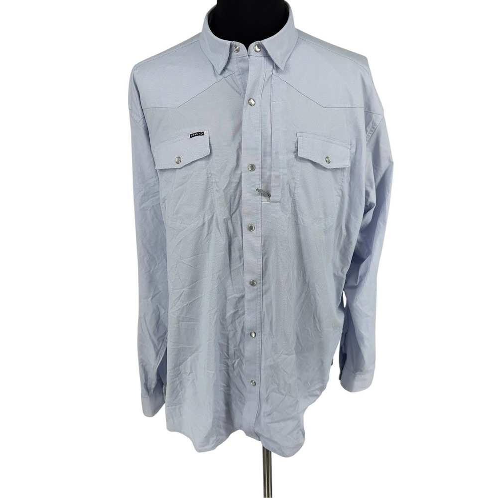 Poncho Outdoor Fishing Shirt Mens XXL Blue Check Snap Front Vented Long Sleeve